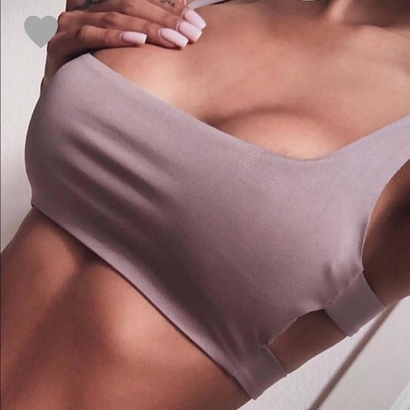 Mauve purple caged slinky knit bra Top! - Picture 2 of 5